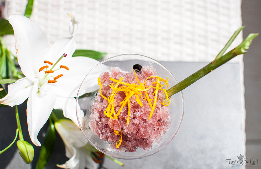 Lychee Lemon Sorbet Cocktail with a swirl of Vodka